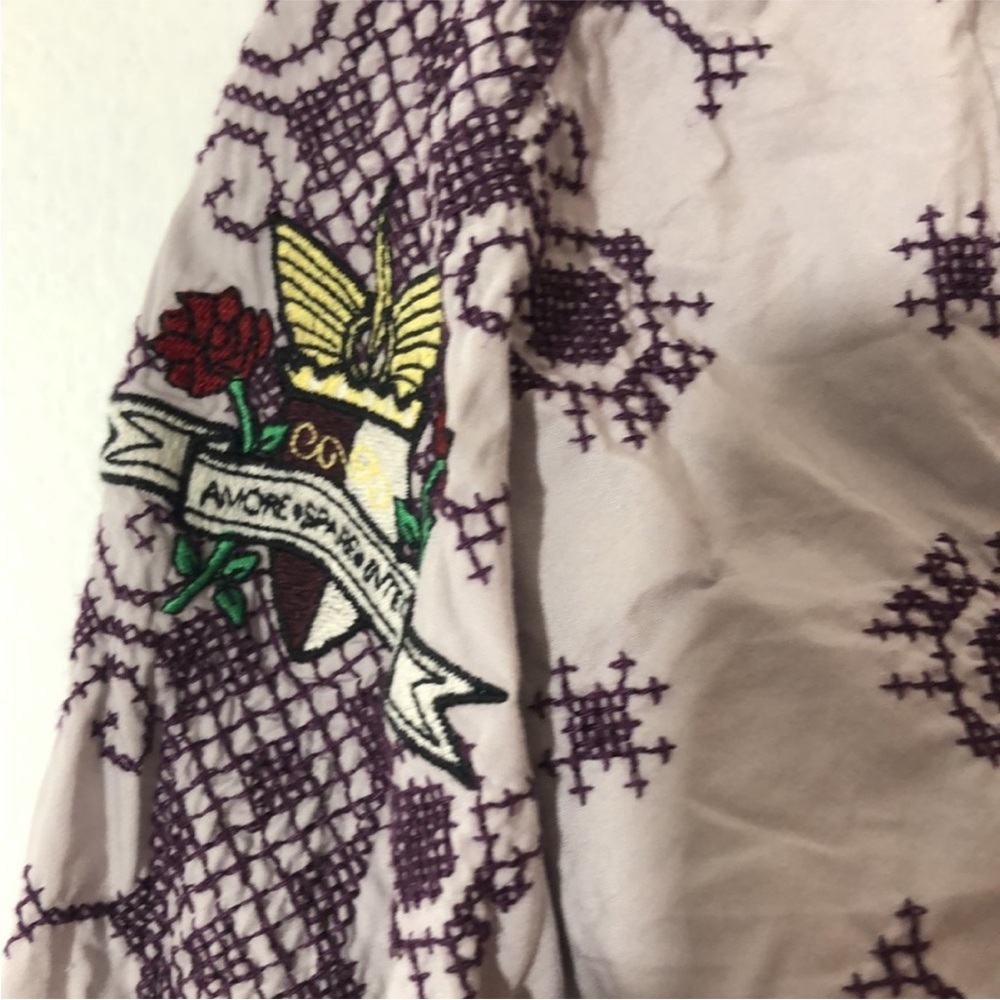 Odd Molly Purple Embroidered V-Neck Women’s Dress - Picture 7 of 11